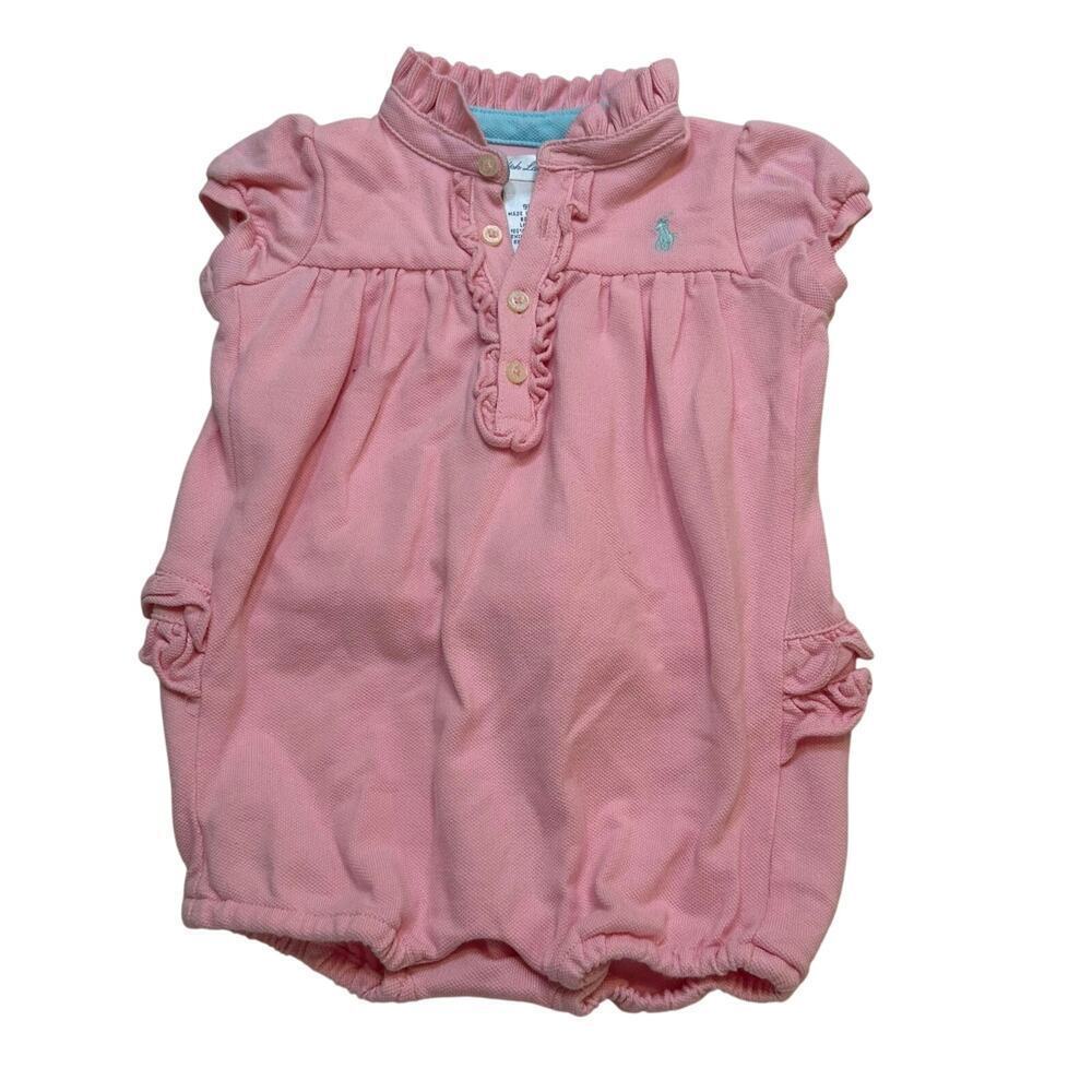 Ralph Lauren Pink Ruffle Romper sz 9 months Ralph Lauren Bubble Romper